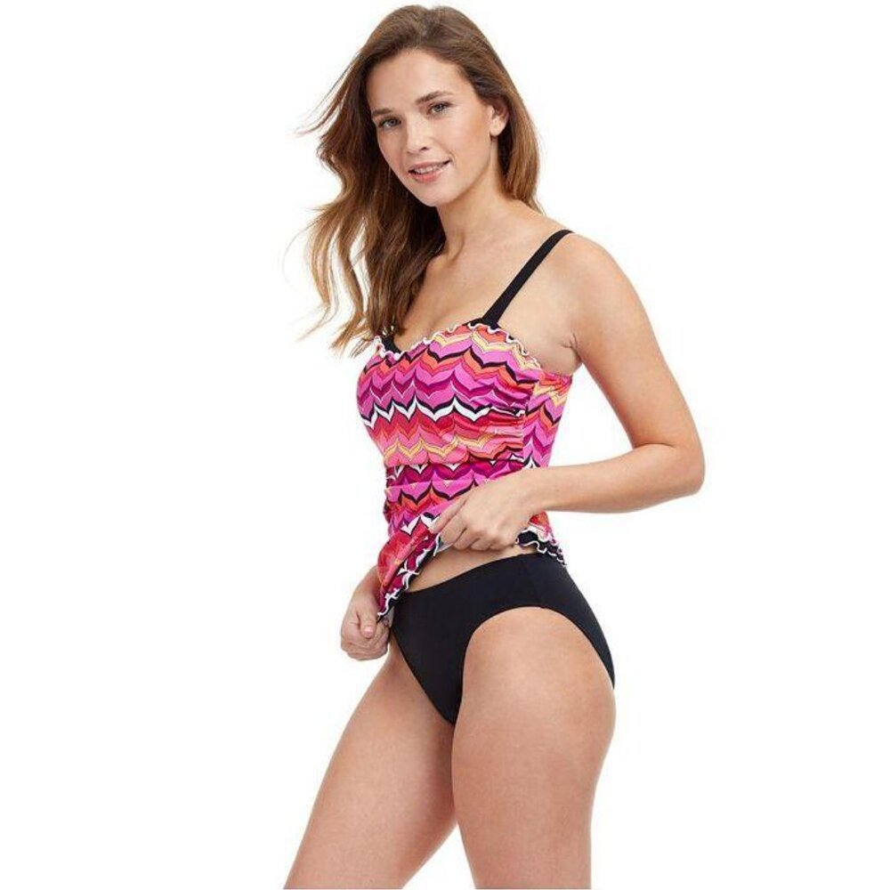 NWT PROFILE BY GOTTEX PALM SPRINGS D-CUP SHIRRED UNDERWIRE TANKINI TOP - Picture 2 of 5